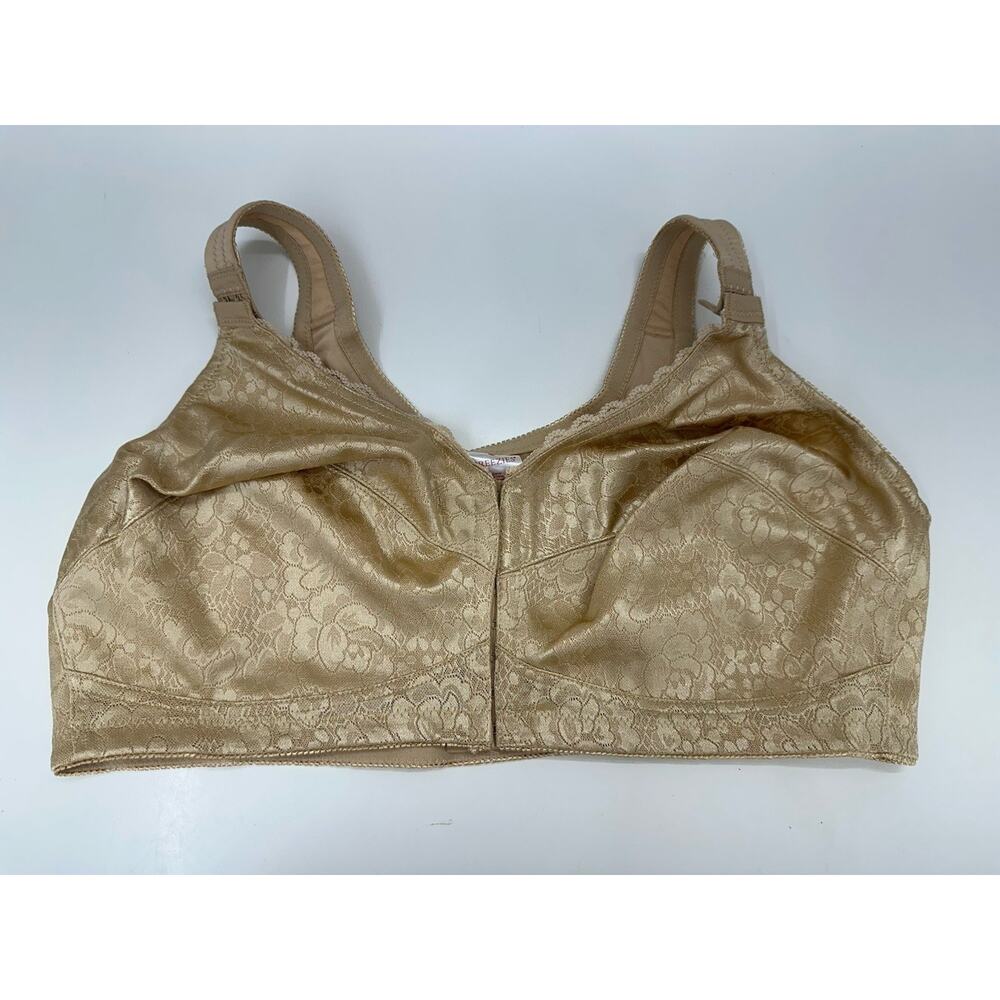 Breezies Womens Bra Size 44D Tan Posture Bra Front Clasp A347328 NWTs